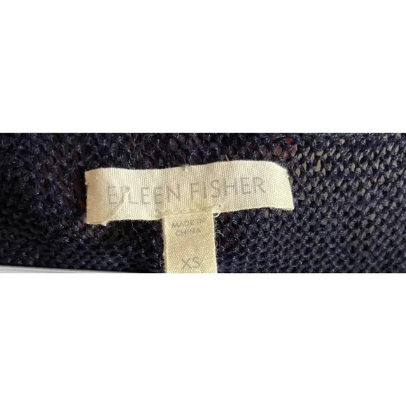 Eileen Fisher Semi-sheer Navy Striped 100% Linen Tank Lightweight Sweater Feel X - Picture 7 of 12